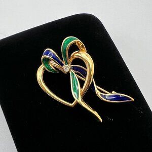 A&S Attwood and Sawyer リボン ブローチ Vintage Jewelry A&S Attwood and Sawyer Humingbird on a